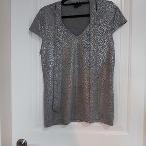 NEWM&E SILVER GLITTER TOP/ NECK TIE DETAIL/ B2A